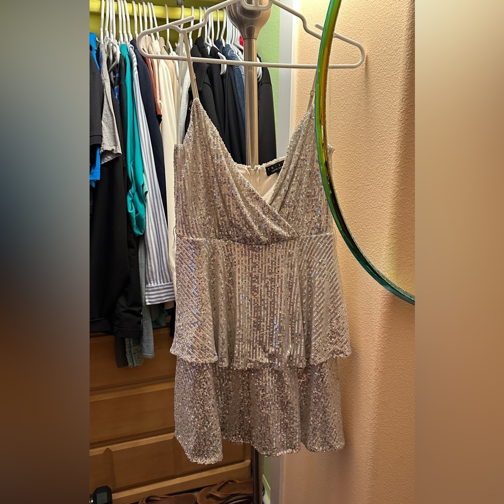 Trixxi Silver sequin dress